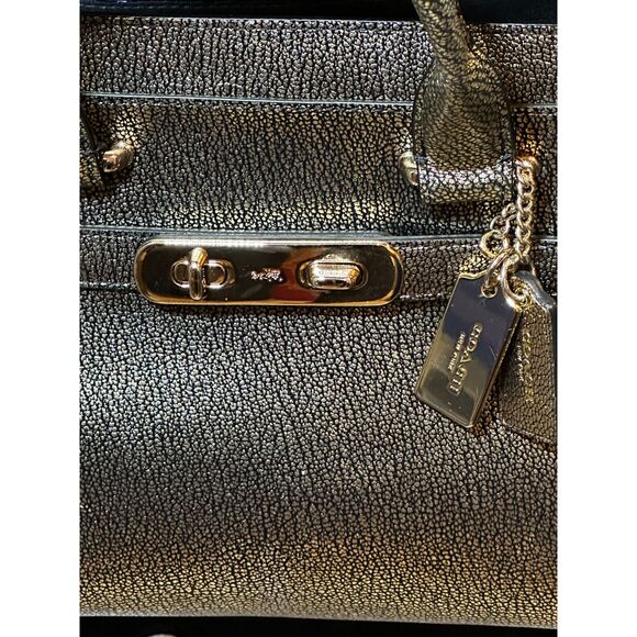 Coach Gold Leather Swagger Medium Carryall Top Handle Bag EUC - Picture 3 of 9